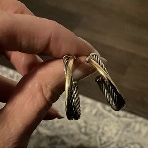 David Yurman Oblong Crossover Earrings Silver 18K gold